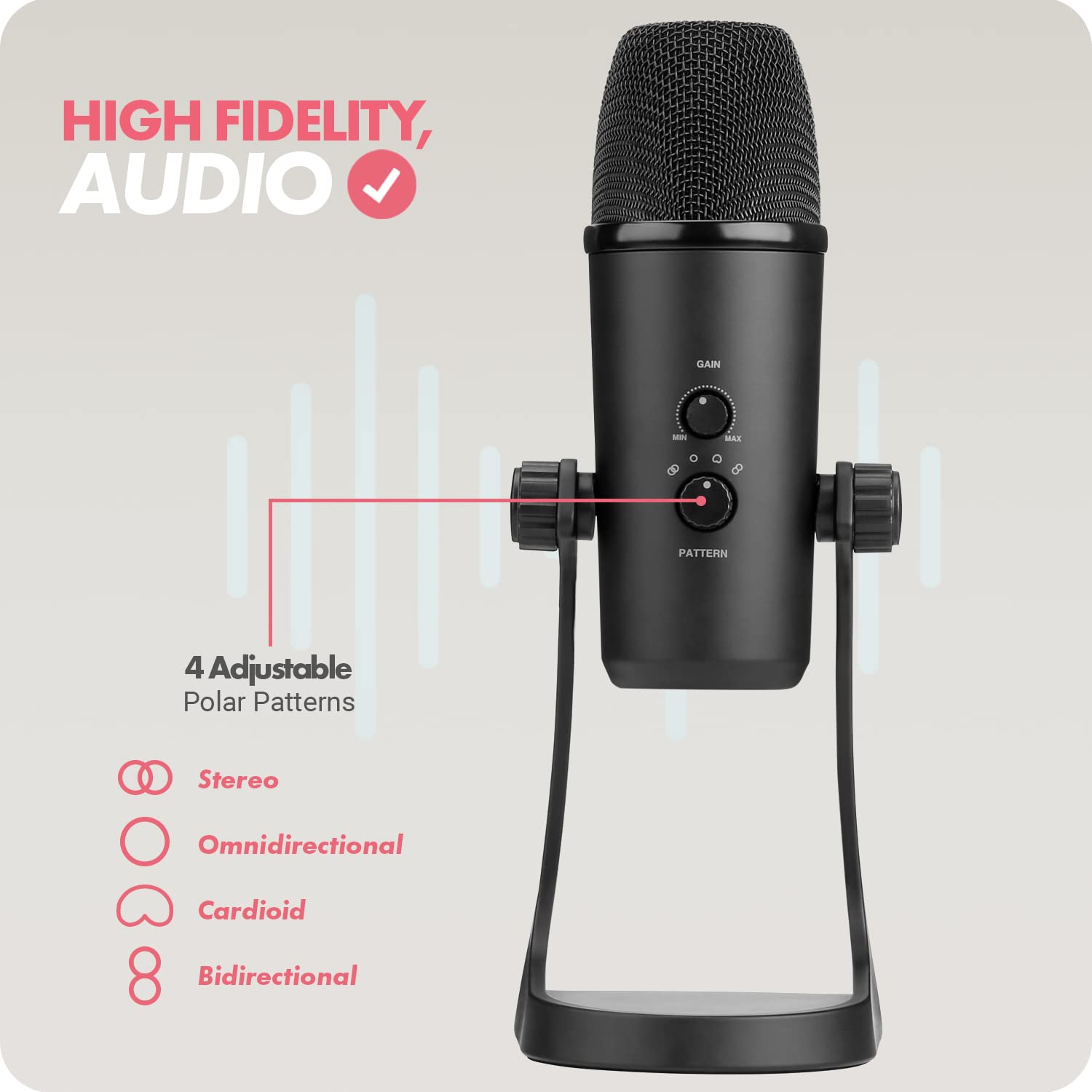 Movo Um700 Computer Condenser Usb Gaming Mic With Adjustable Pickup Patterns   Microphone For Pc, Ps5, Podcasting, Streaming, As